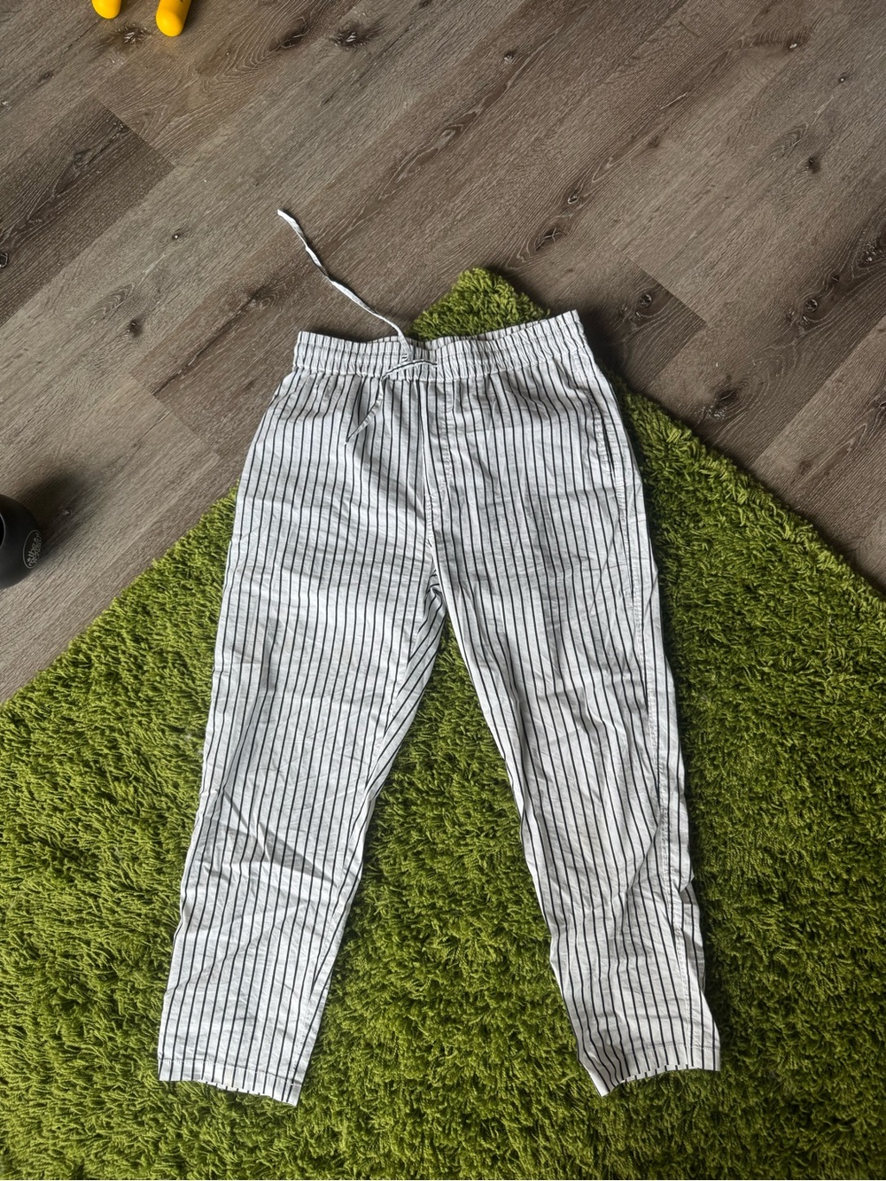 Sampson and Taylor Striped White and Black Drawstring Pants